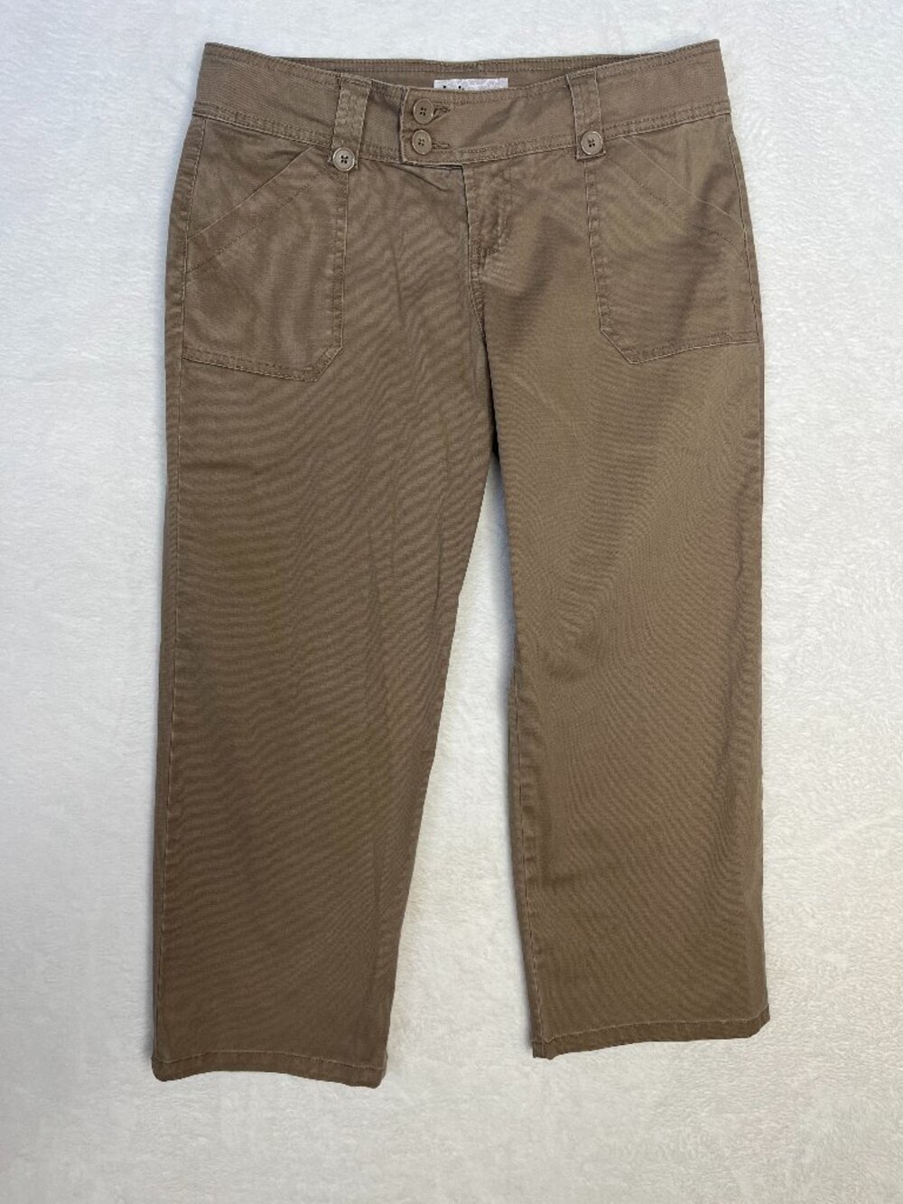 Vtg L.E.I. Khaki Low Rise Capris Preppy y2k Tailored Academia The Clique sz 11